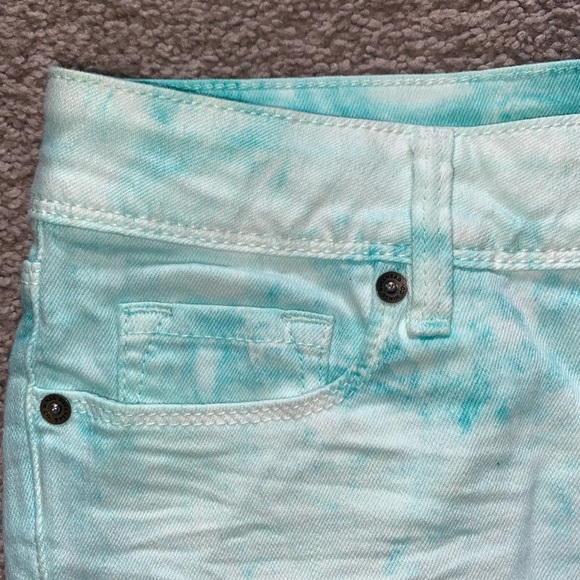 PacSun Bullhead 7” Low Rise Frayed Shorts Tie Dye Mint | Size 5 | - Picture 11 of 14